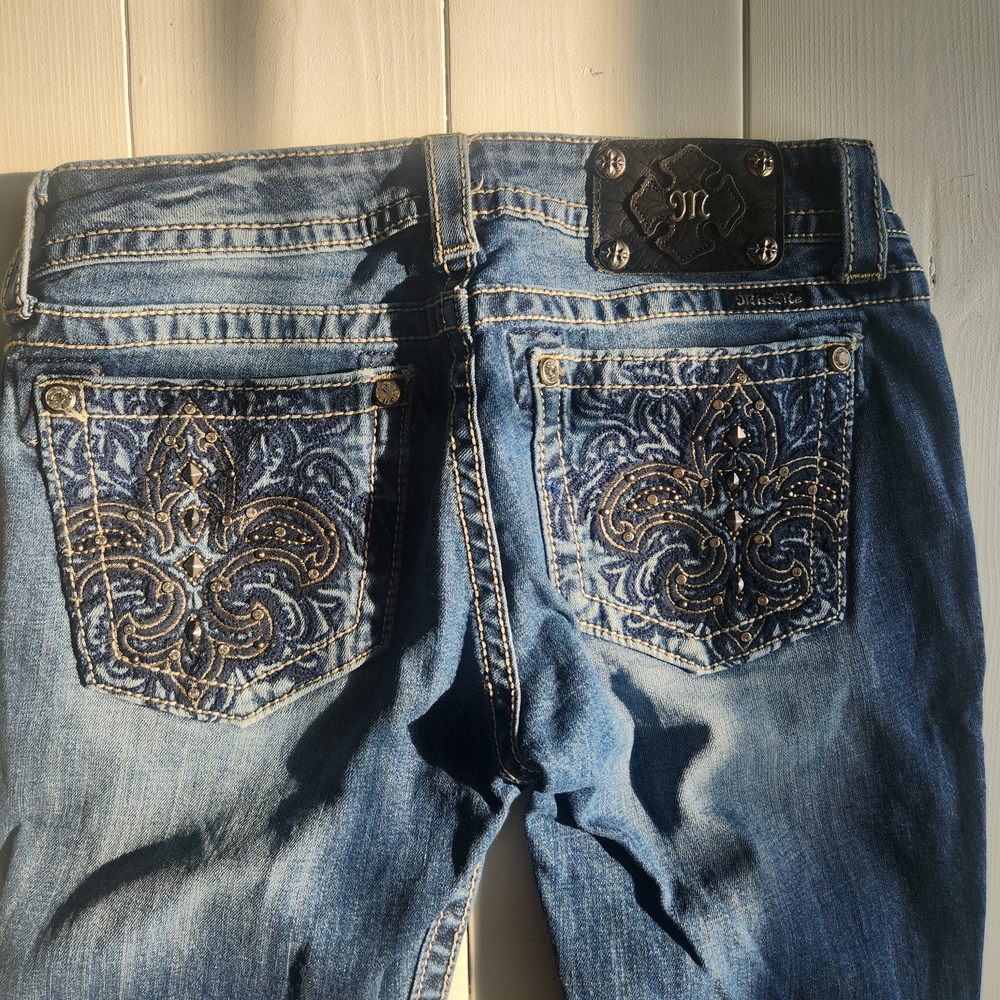 Miss Me Blue Jeans with Embroidered Pockets